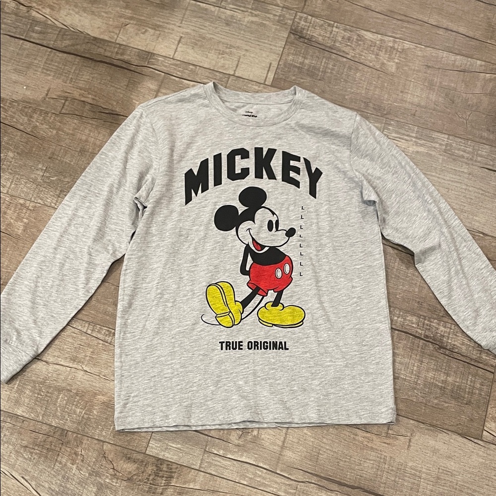 Disney Kids Mickey Mouse Gray Long Sleeve‎ Tee Size Large